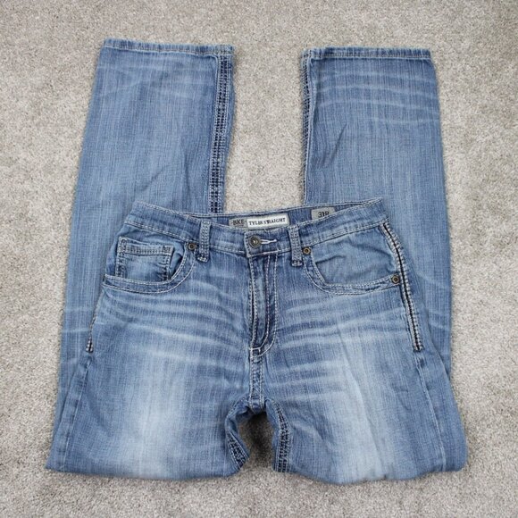 BKE Buckle Tyler Straight Jeans Mens 31R Blue Stretch Denim w/ 32" inseam - Picture 1 of 15